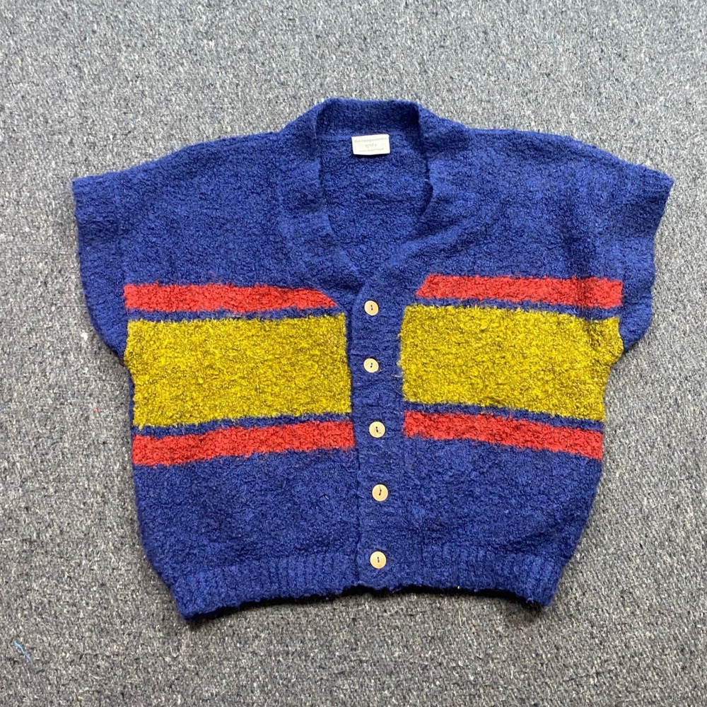 The Campamento Cardigan Vest 9/10y Kids Blue Yellow Red Stripe Knit Portugal